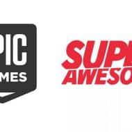 Les logos Epic Games et SuperAwesome sur un fond blanc.
