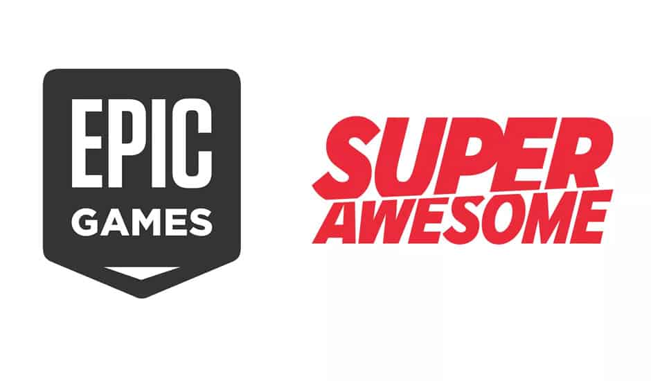 Les logos Epic Games et SuperAwesome sur un fond blanc.