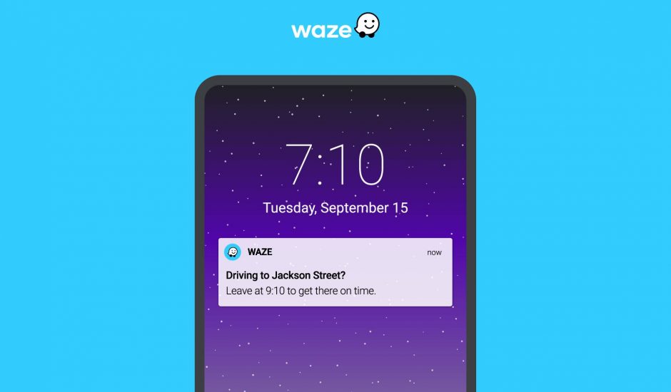 Une notification de l'application Waze sur un smartphone.