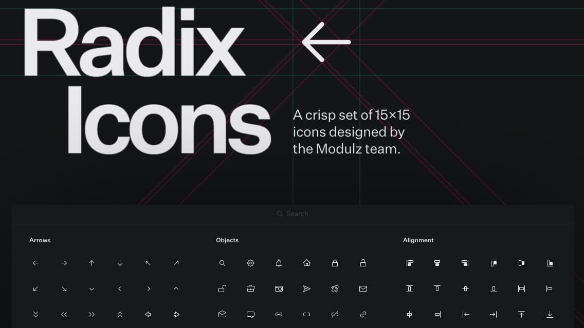 aperçu du site Radix Icons