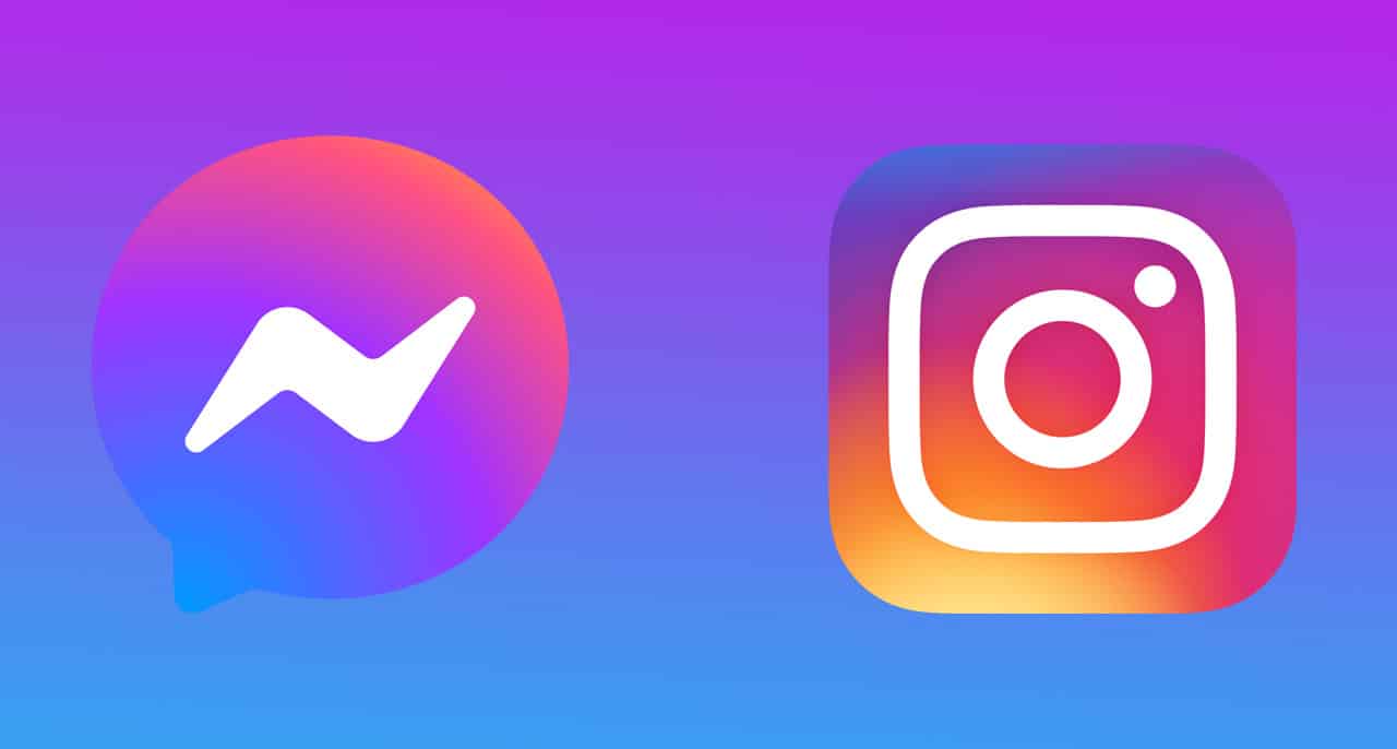 Les logos d'Instagram et de Messenger sur un fond dégradé.