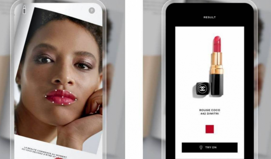 Aperçu de l'application de Chanel pour identifier des nuances de rouges à lèvres.