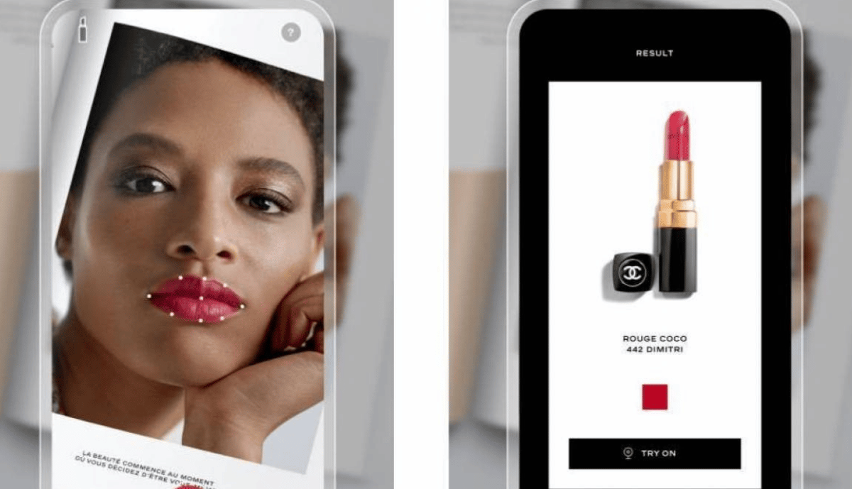 Aperçu de l'application de Chanel pour identifier des nuances de rouges à lèvres.