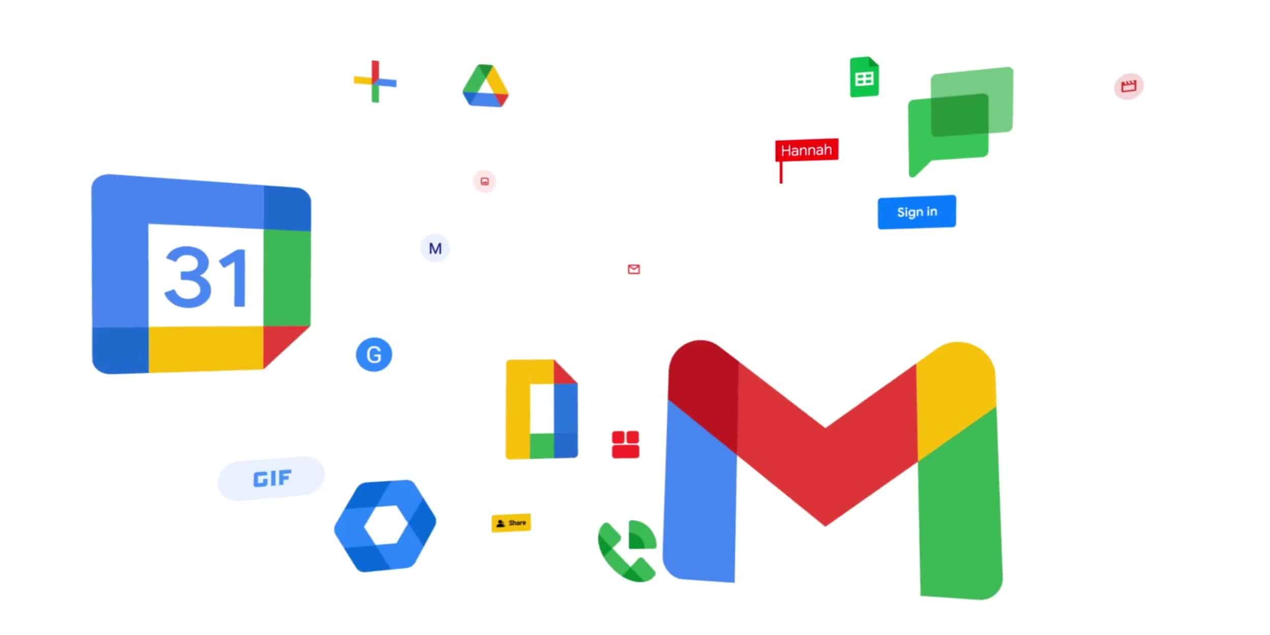 Illustration présentant les icônes de Google Workspace