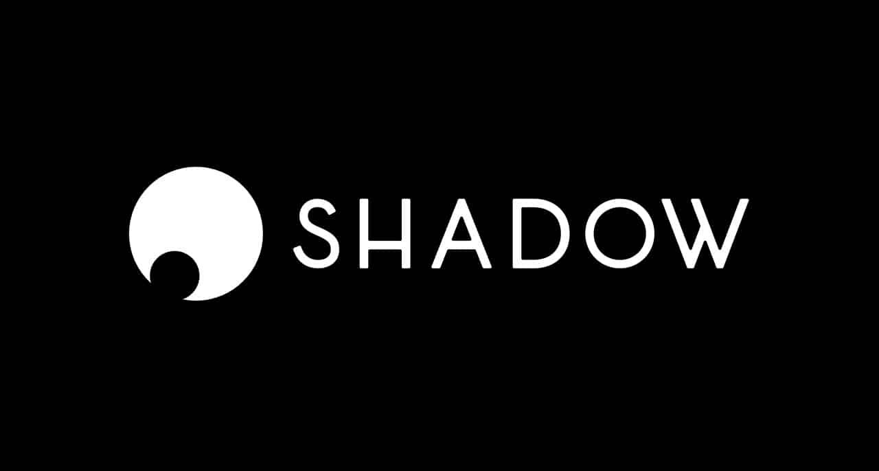 Le logo de Shadow sur un fond noir.