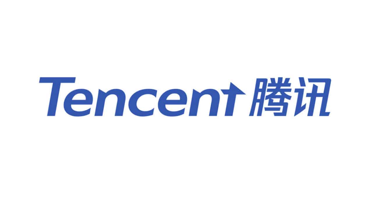 Le logo de Tencent sur un fond blanc.