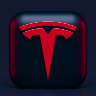 Le logo de Tesla en 3D.