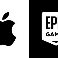 Les logos de Apple et d'Epic Games.