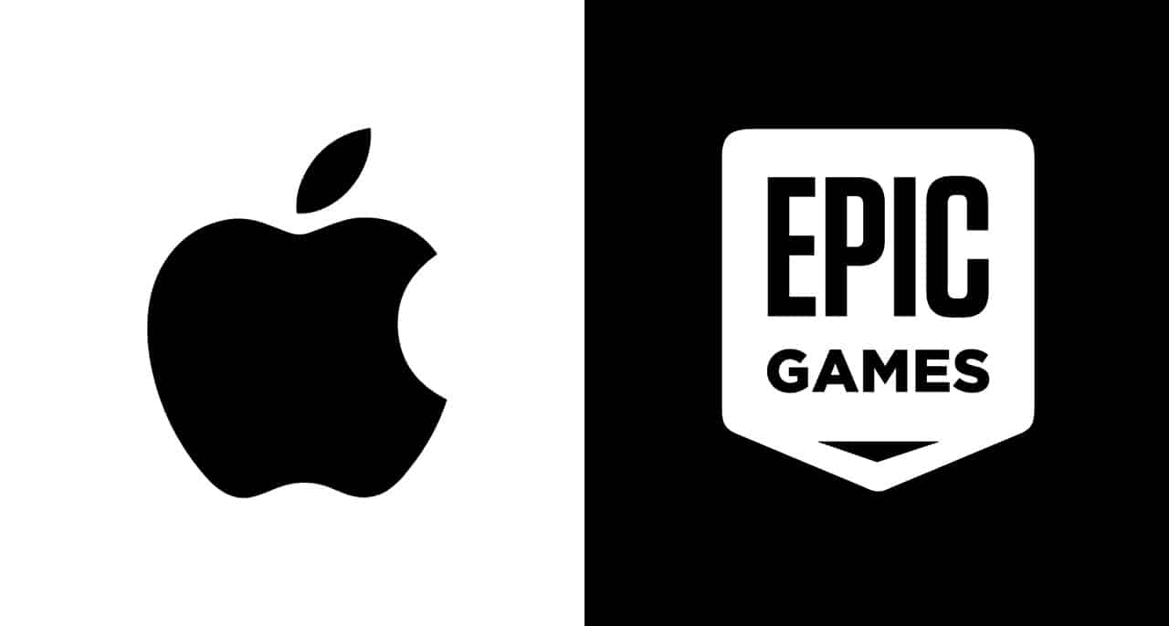 Les logos de Apple et d'Epic Games.