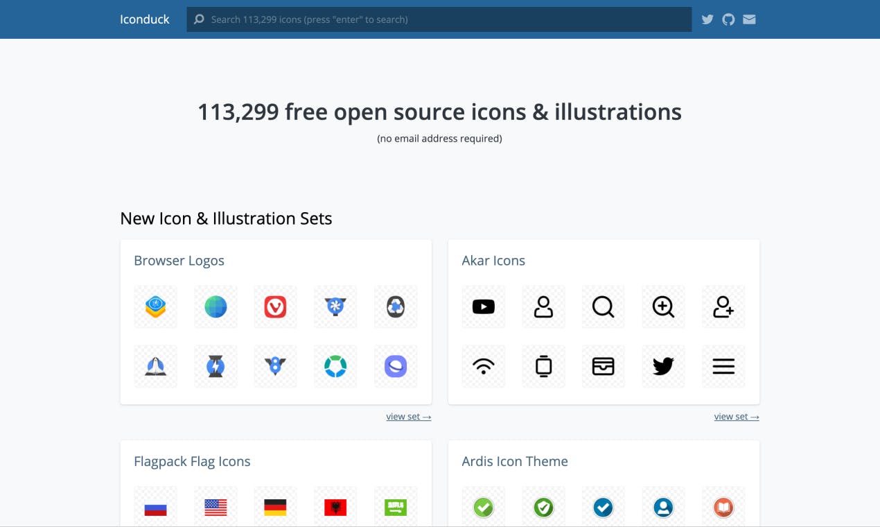 exemple d'icônes disponibles dans IconDuck