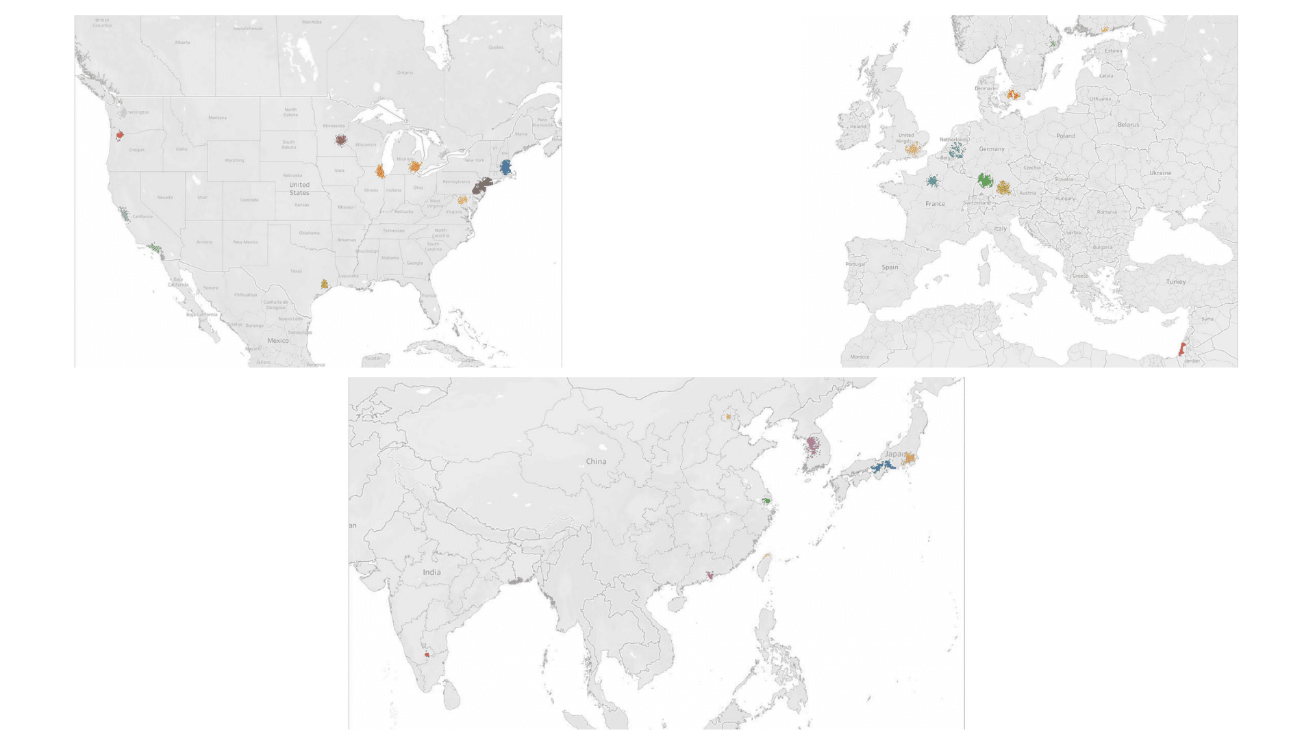 Cartes des clusters mondiaux de la 4IR.