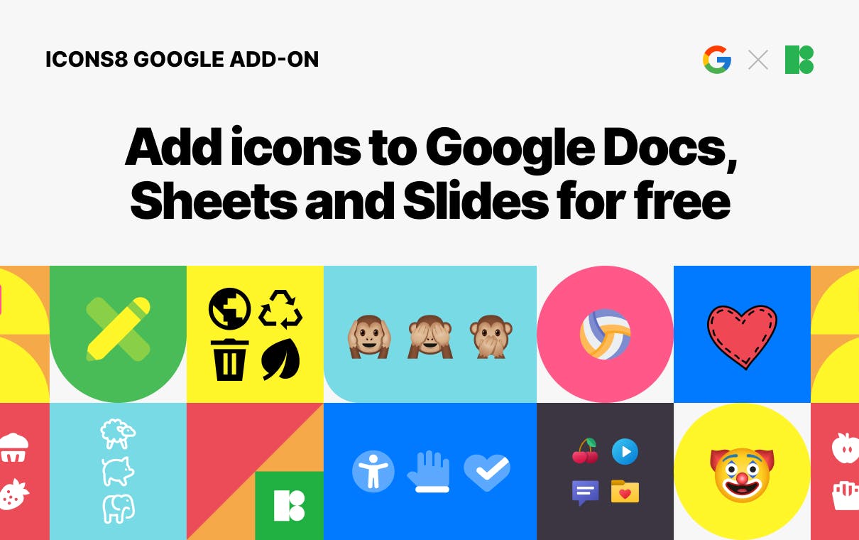 Icons 8 add-on Google