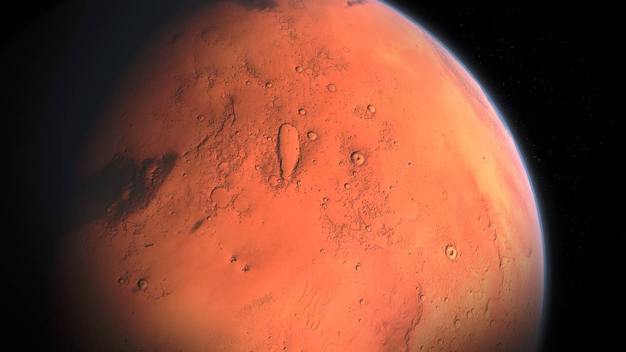 Une vue d'artiste de la planète Mars.