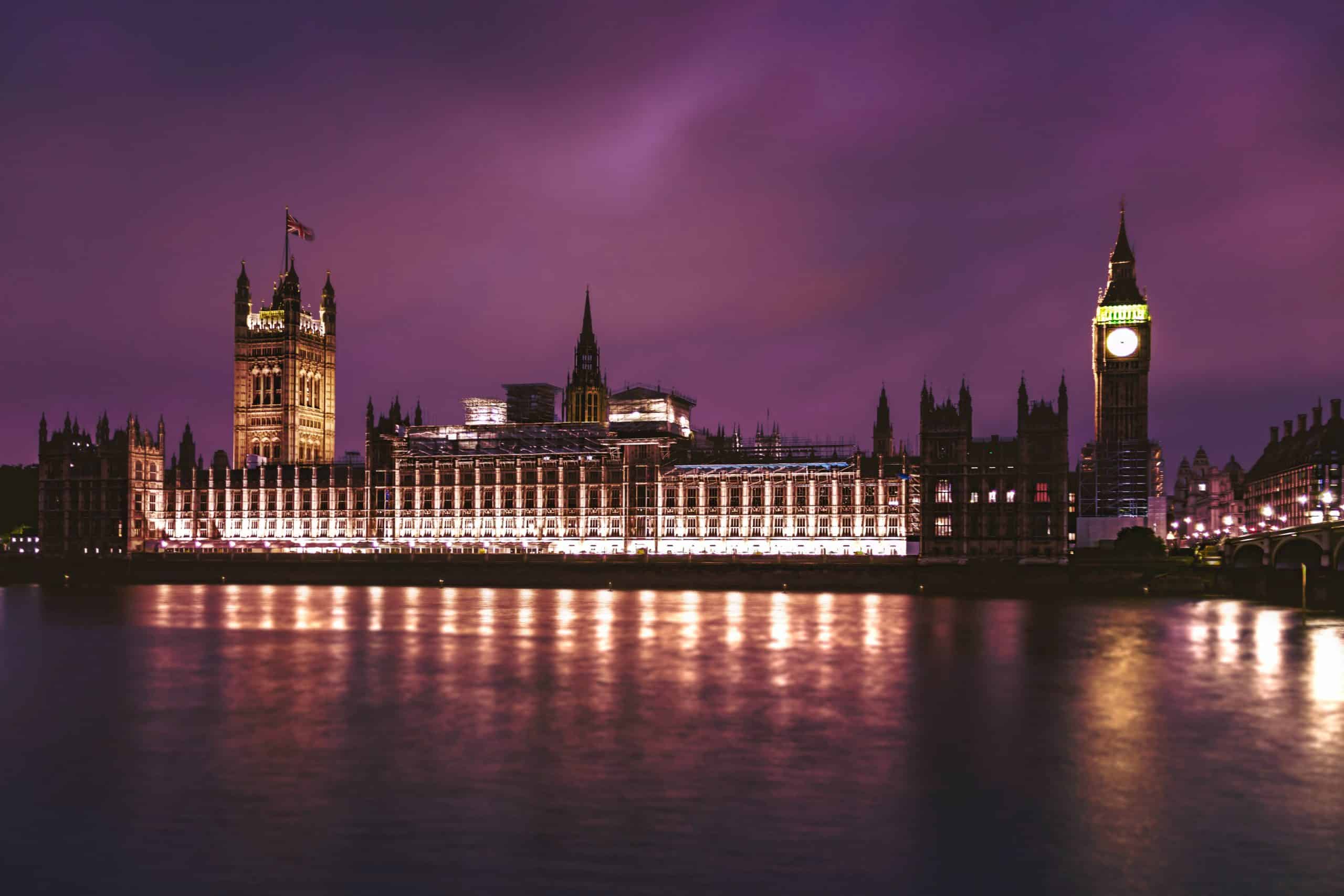 Le palais de Westminster, à Londres.