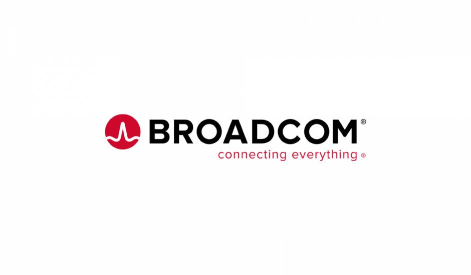 Le logo de Broadcom sur un fond blanc.