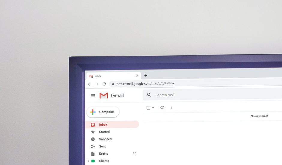 Un écran d'ordinateur affichant Gmail.