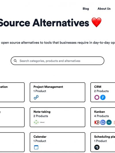 home page de Open Source Alternatives