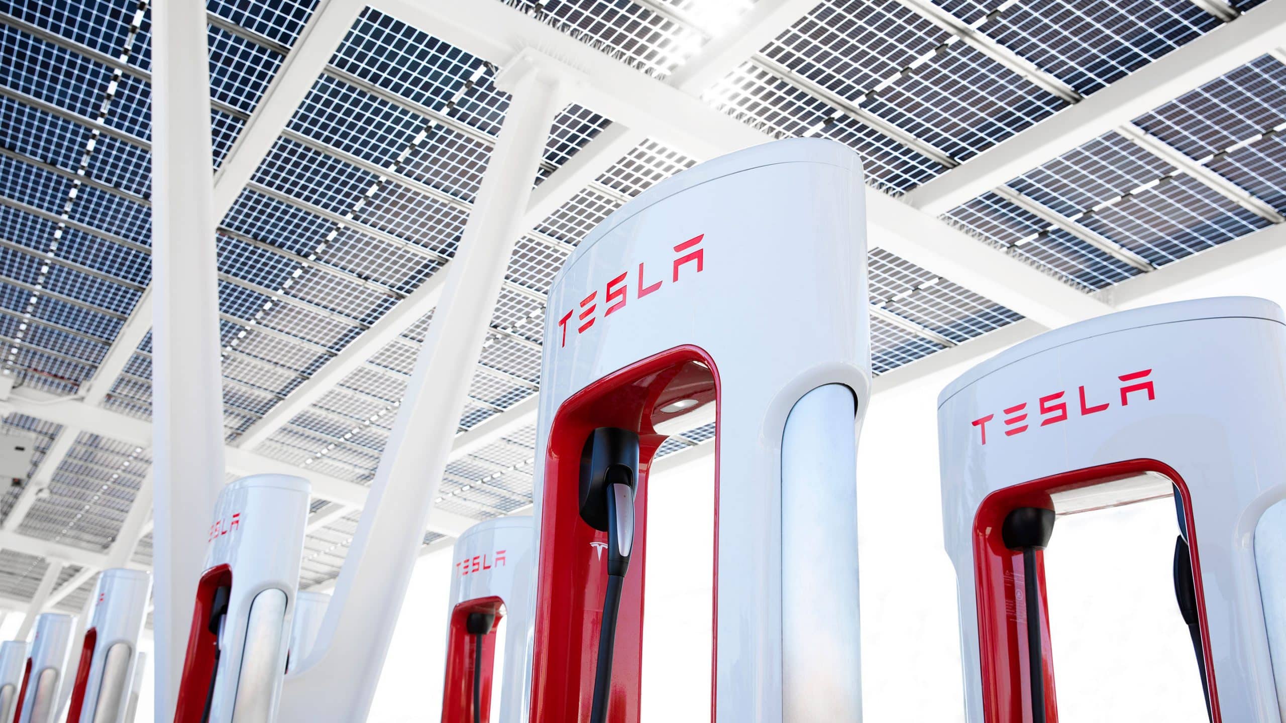 Une station de charge Tesla.