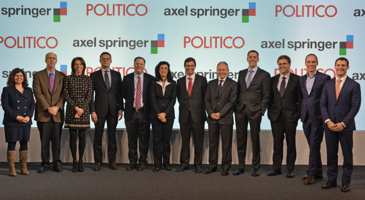 Photo des dirigeant d'Axel Springer et de Politico lors de l'annonce de la création de Politico Europe.