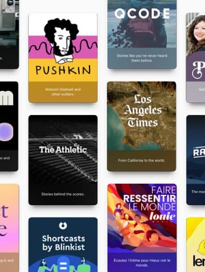 mosaïque des chaînes qui regroupent des podcasts Apple