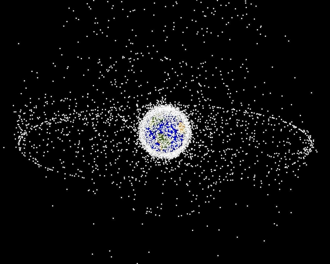 Schéma représentant les débris spatiaux autour de la Terre.