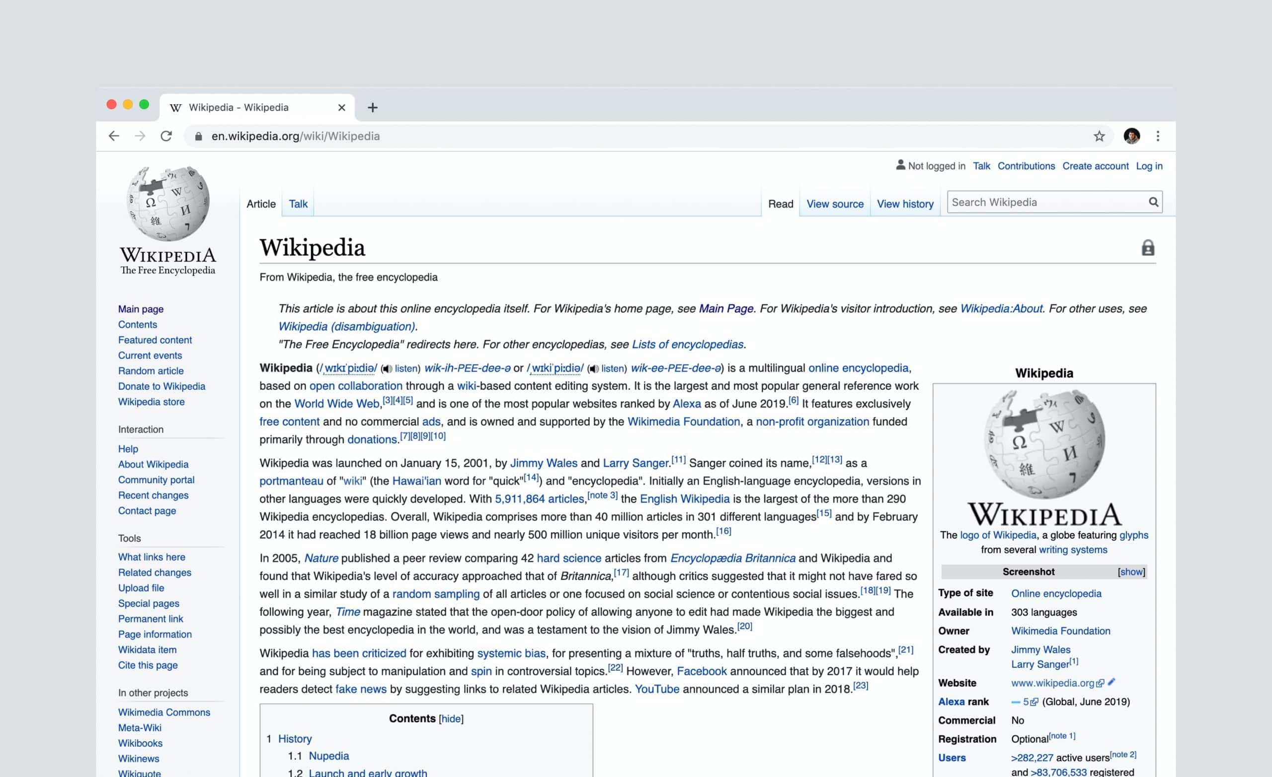 Une page Wikipédia.