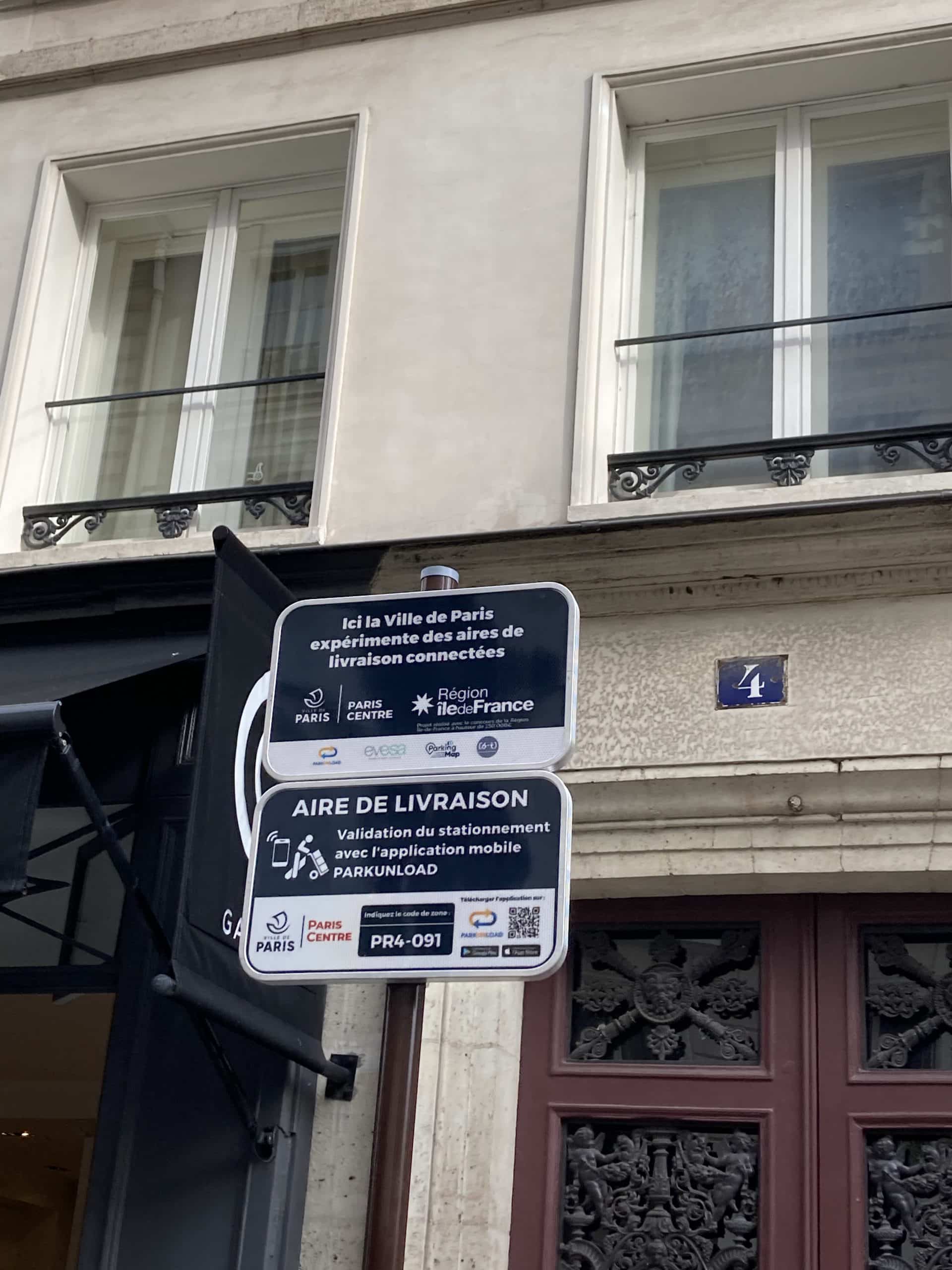 signalétique des aires de livraisons connectées à Paris