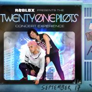 Affiche du concert des Twenty One Pilots sur Roblox.