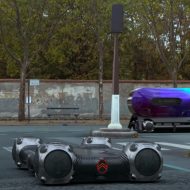 Le Citroën Autonomous Mobility Vision sans et avec capsule, sur route