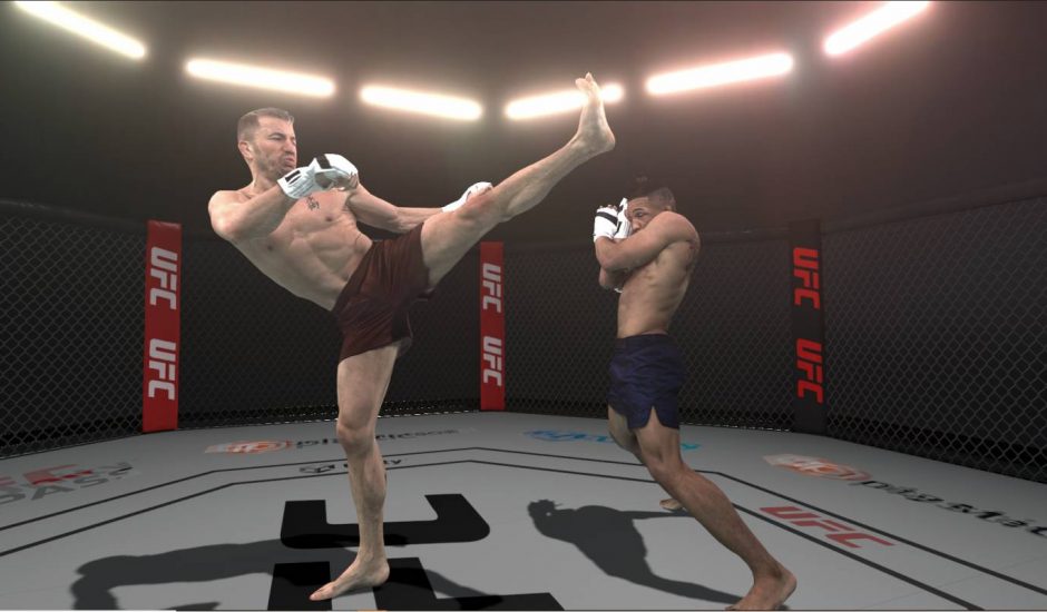 Deux combattants de MMA s'affrontent en 3D.