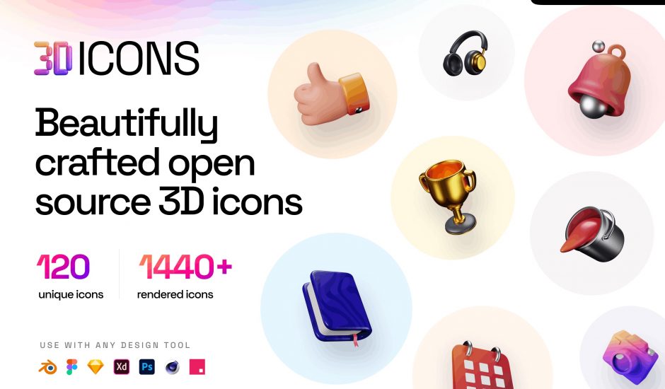 Discover 3Dicons: a free and open source library with more than 1000 icons