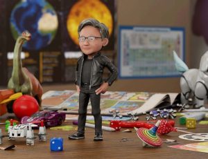 Une modélisation 3D de Jensen Huang, l'actuel PDG de Nvidia