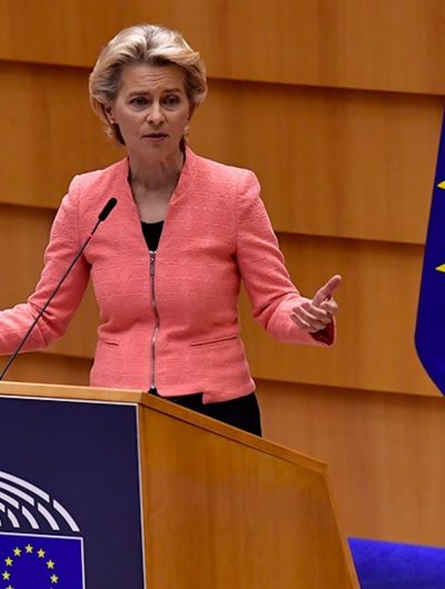 Aperçu d'Ursula von der Leyen au Parlement européen.