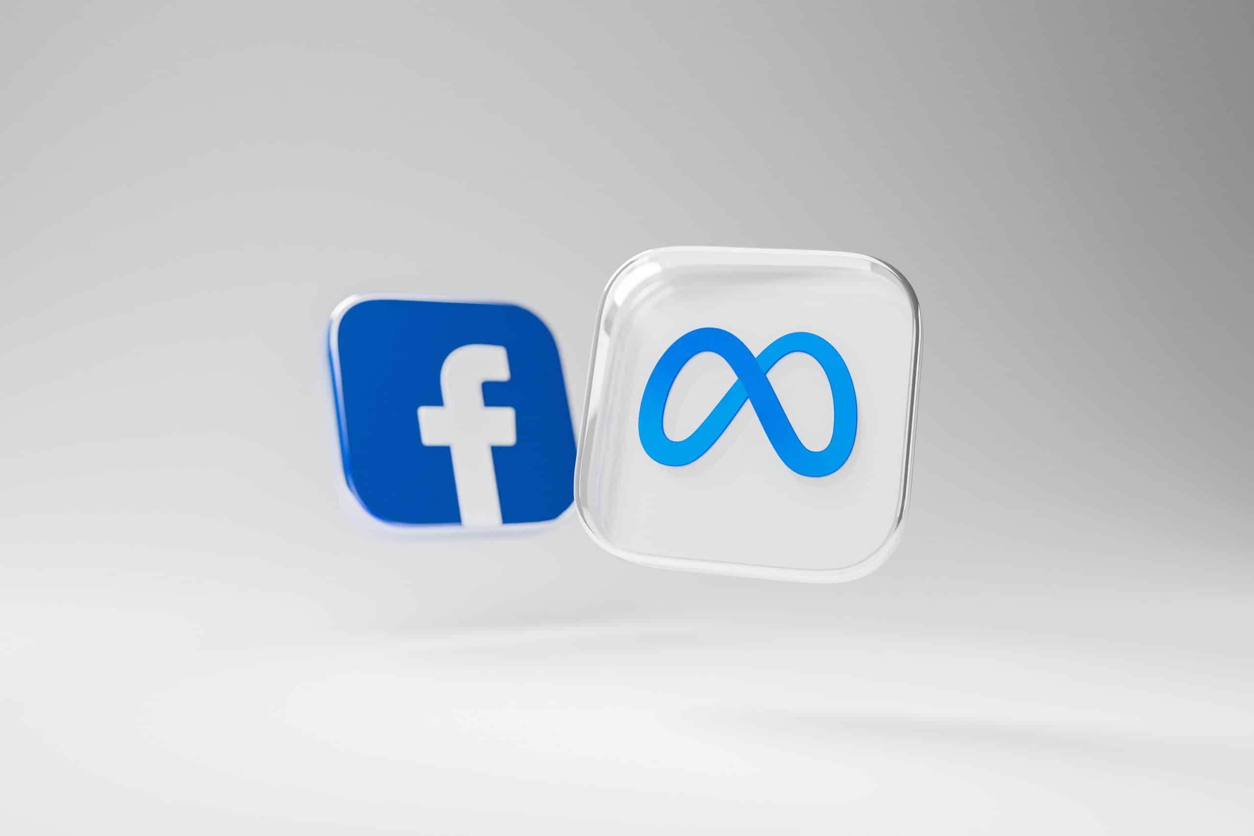 Les logos de Facebook et de Meta.