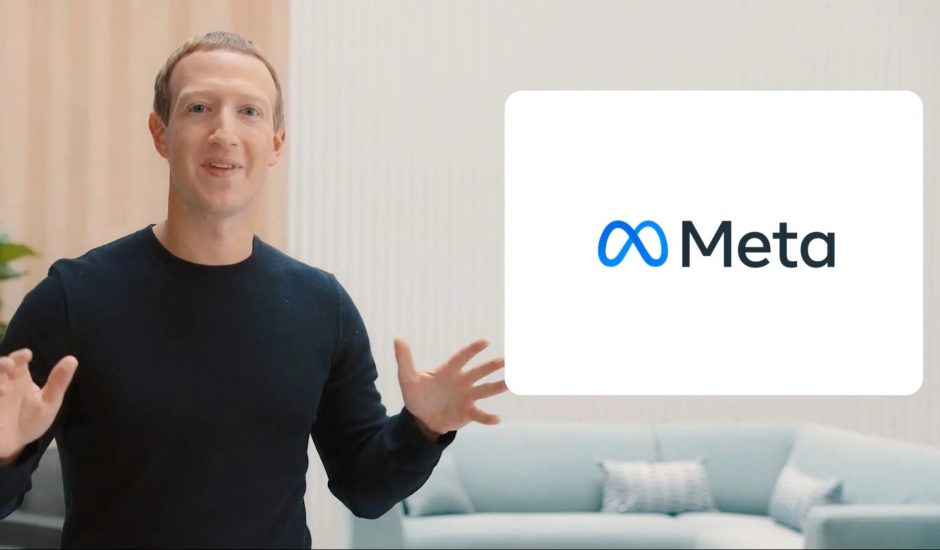 Mark Zuckerberg présentant le nouveau nom et logo de son entreprise appelée Meta