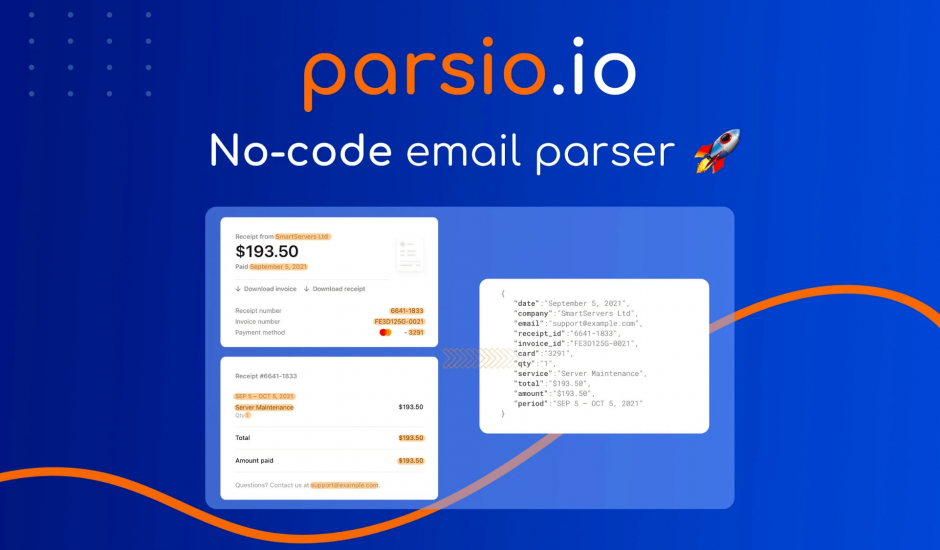 Parsio email extraction data