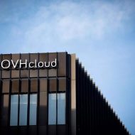 building with OVHcloud logo in Paris