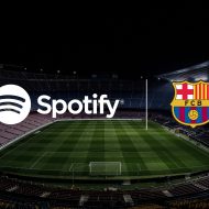 Les logos de Spotify et du FC Barcelone.