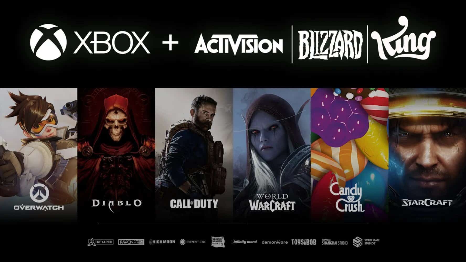 Les logos des jeux et des studios d'Activision.