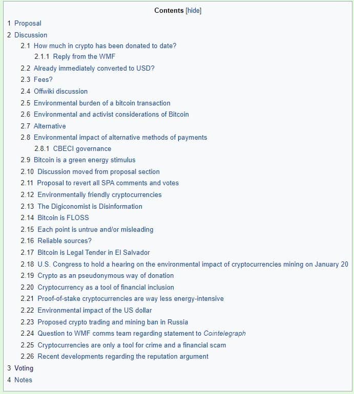 Sommaire de la demande d'avis de la communauté sur Wikimédia.