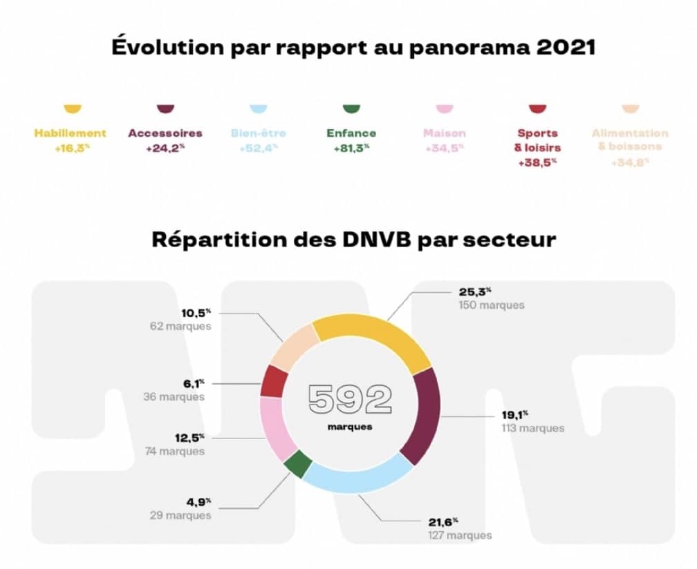 schéma présentant l'évolution des DNVB entre 2021 et 2022