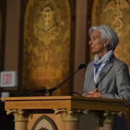 Christine Lagarde pendant un discours