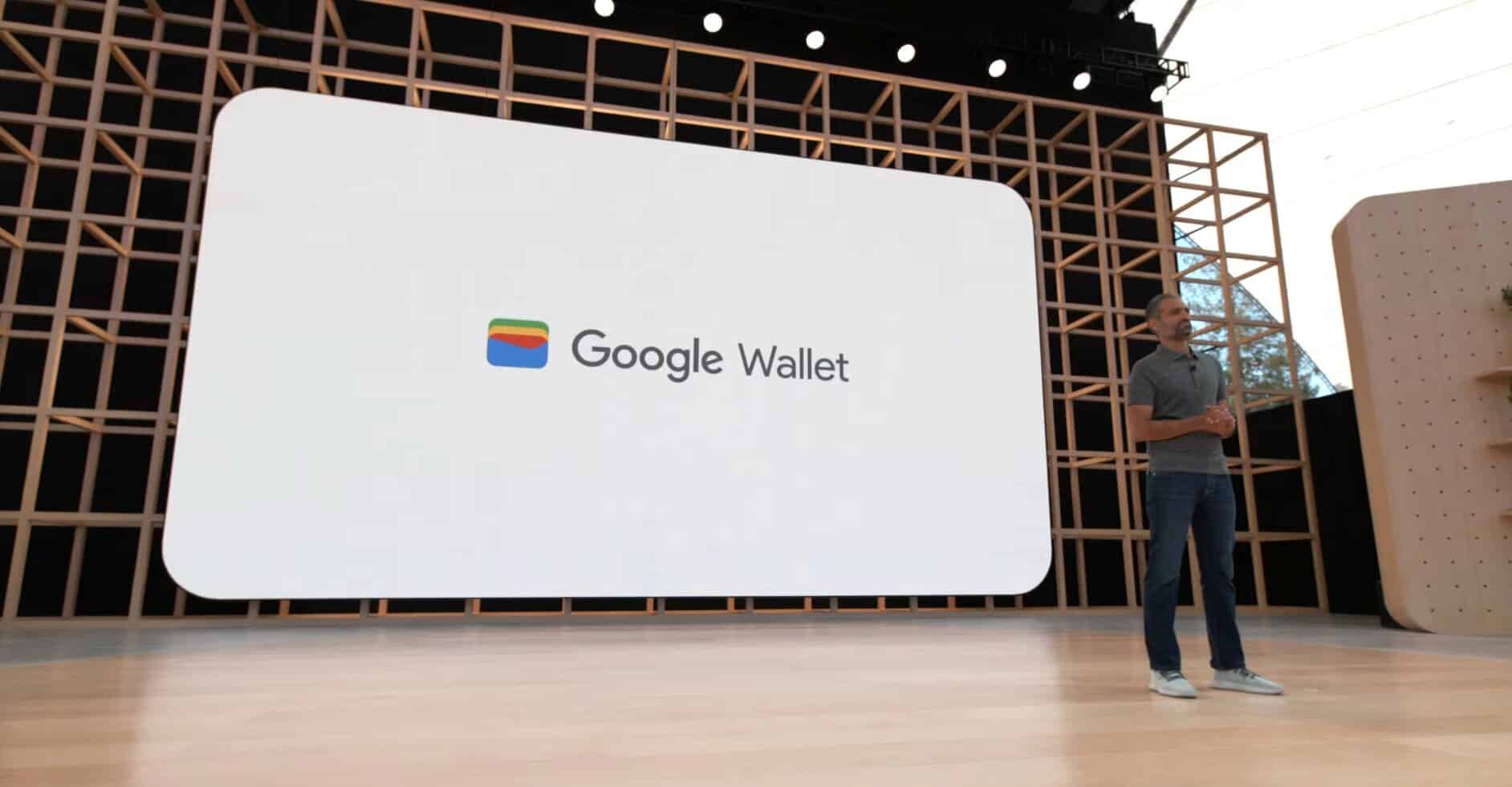 Logo Google Wallet sur une scène.