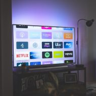 A TV open to different streaming services.