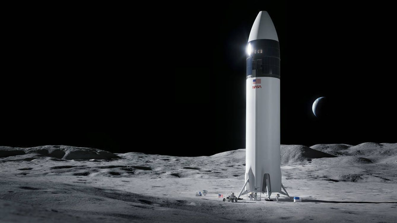 La fusée Starship sur la Lune (vision d'artiste).