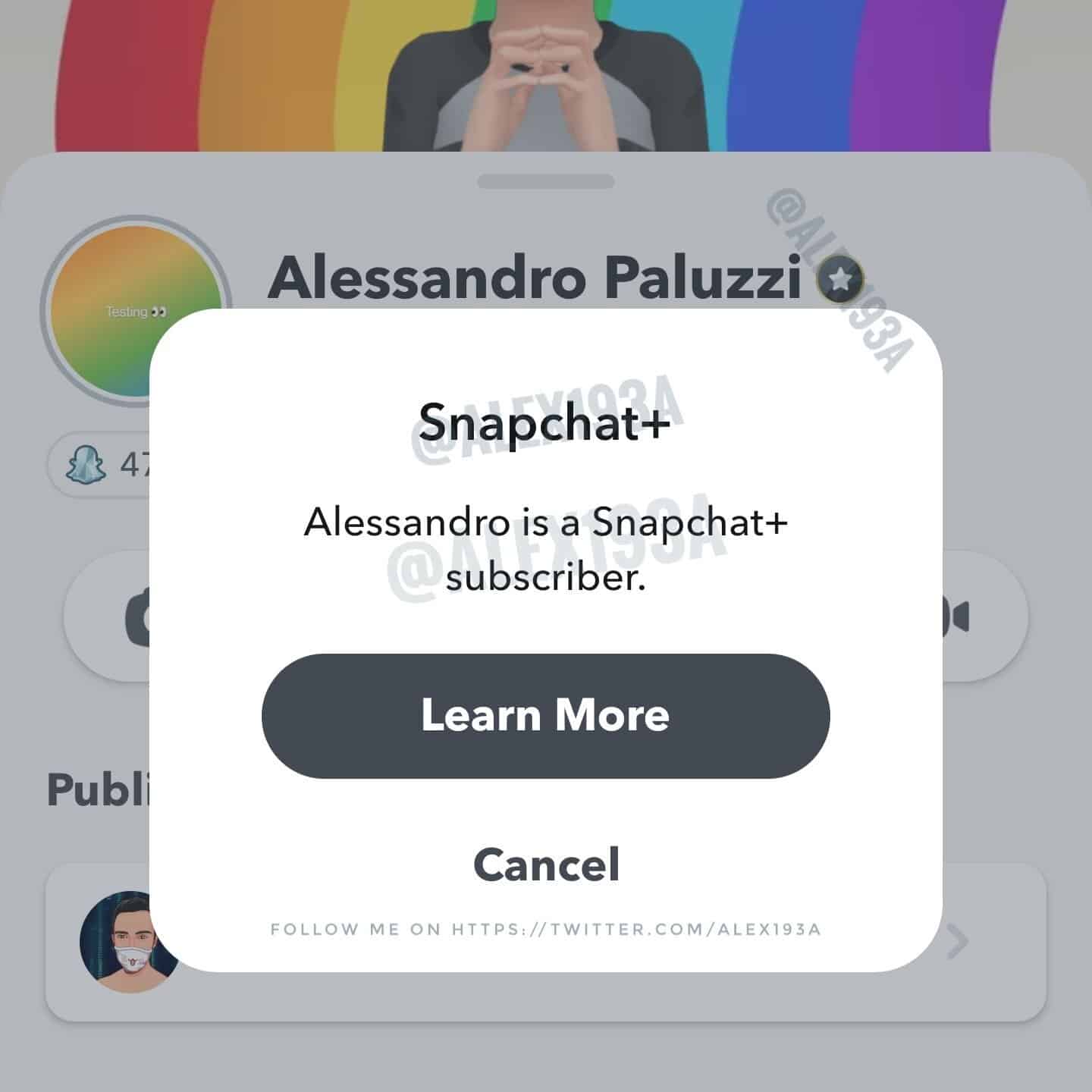 Aperçu du badge pour les abonnées Snapchat+