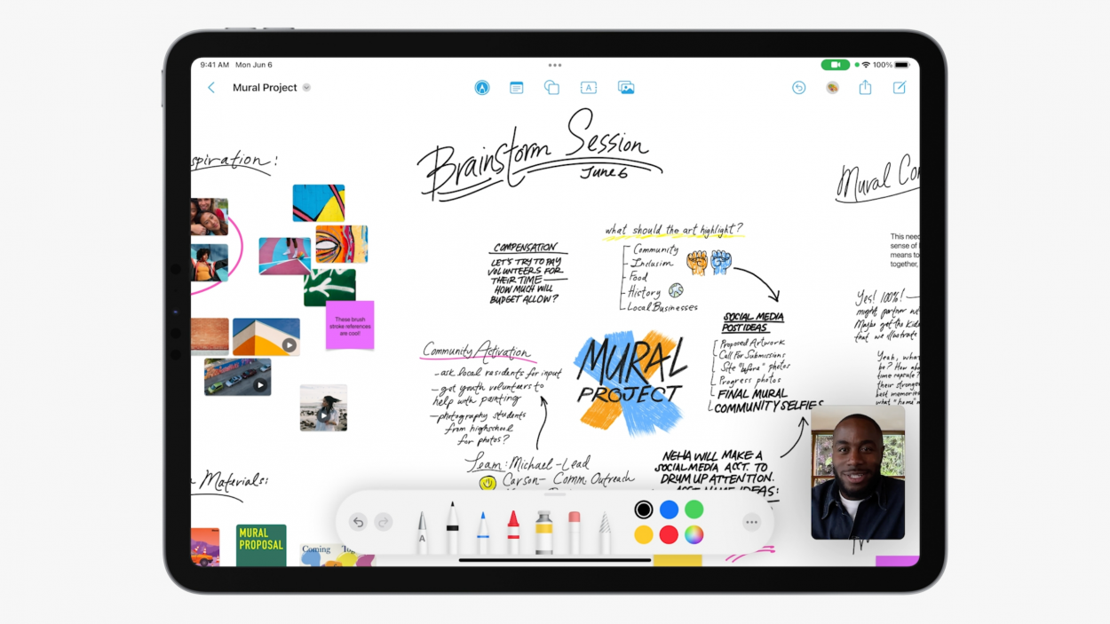 fenêtre de l'application freeform sur iPadOS 16