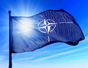 le drapeau avec le logo de l'OTAN