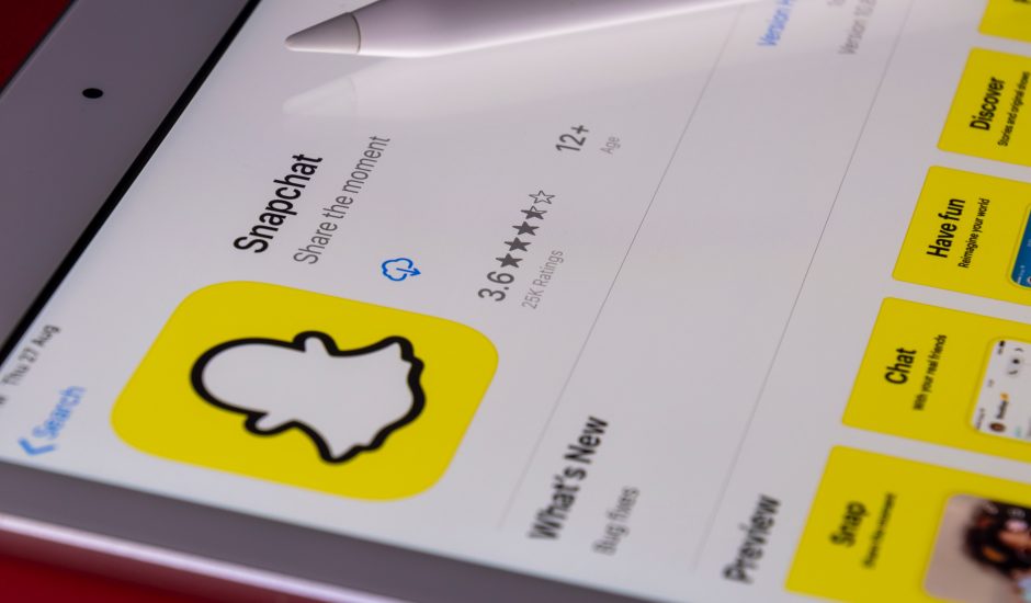 Application Snapchat sur une tablette