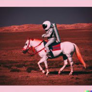 un cosmonaute sur un cheval